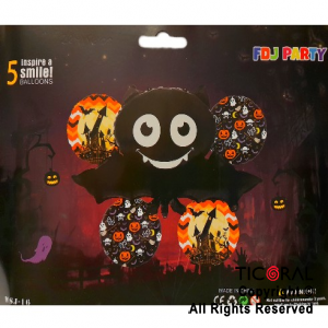 SET DE GLOBOS METALIZADO HALLOWEEN MURCIELAGO 5 UNIDADES X 1